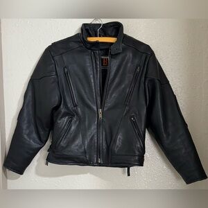 Motorcycle Leather Riding Jacket/Coat Removable Quilted Lining W Sz. S